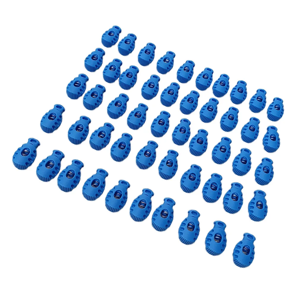 50pcs/set Single Hole Plastic Cord Lock Toggle Buckle Shock Cord Stoppers