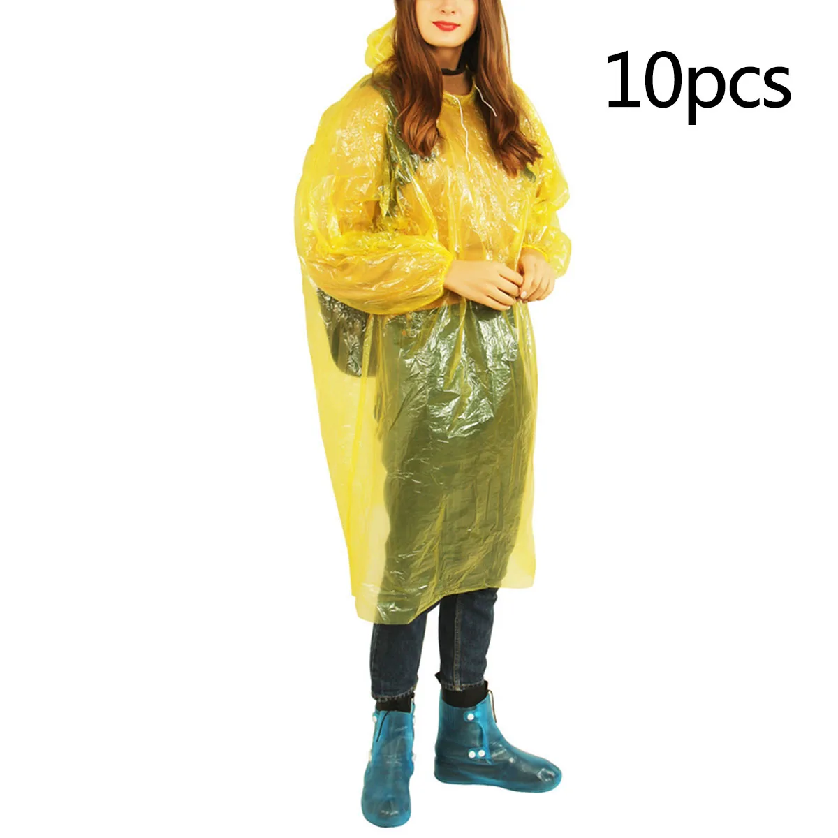 

Rain Jumpsuit Hooded Poncho Disposable Waterproof emergency rain wear hiking camping