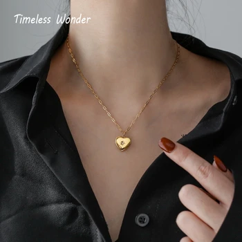

Timeless Wonder Titanium Zirconia Sunburst Heart Choker Necklace Women Jewelry Stainless Steel Punk Gothic Boho Top Ins New 6333