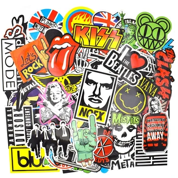 

100pcs Vintage Stickers Laptop Guitar Travel Case Fridge Skateboard Cool Retro Band Rock Roll World Tour Stickers for Teens