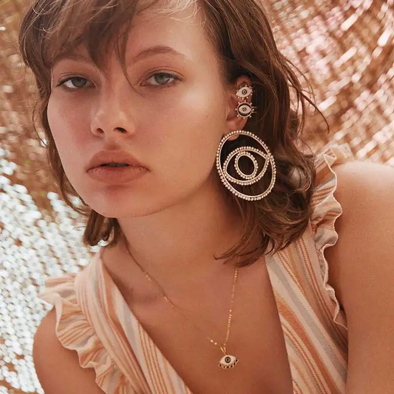 2019 новый дизайн большой полый круглый геометрический с клипсами Дурной глаз из