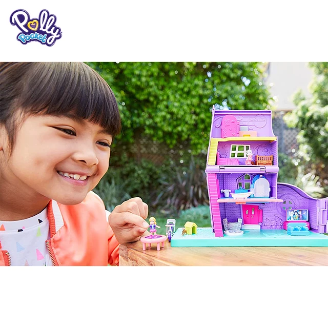 Original Polly Pocket Mini Doll Pollyville Small House Mini Toys Treasure Box World with Accessories Doll Houses GFP42 5