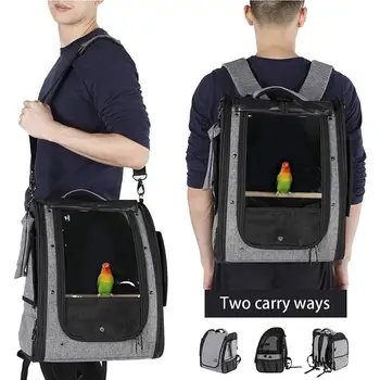 

Large Capacity Bird Carrier Portable Bird Cage Backpack With Slide Tray Easy Cleaning Excellent Ventilation Design