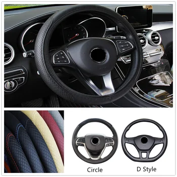 

O Circle Leather Car Steering wheel Cover Anti-Slip for Mitsubishi ASX Endeavor Expo Galant Grandis Lancer Mirage Montero