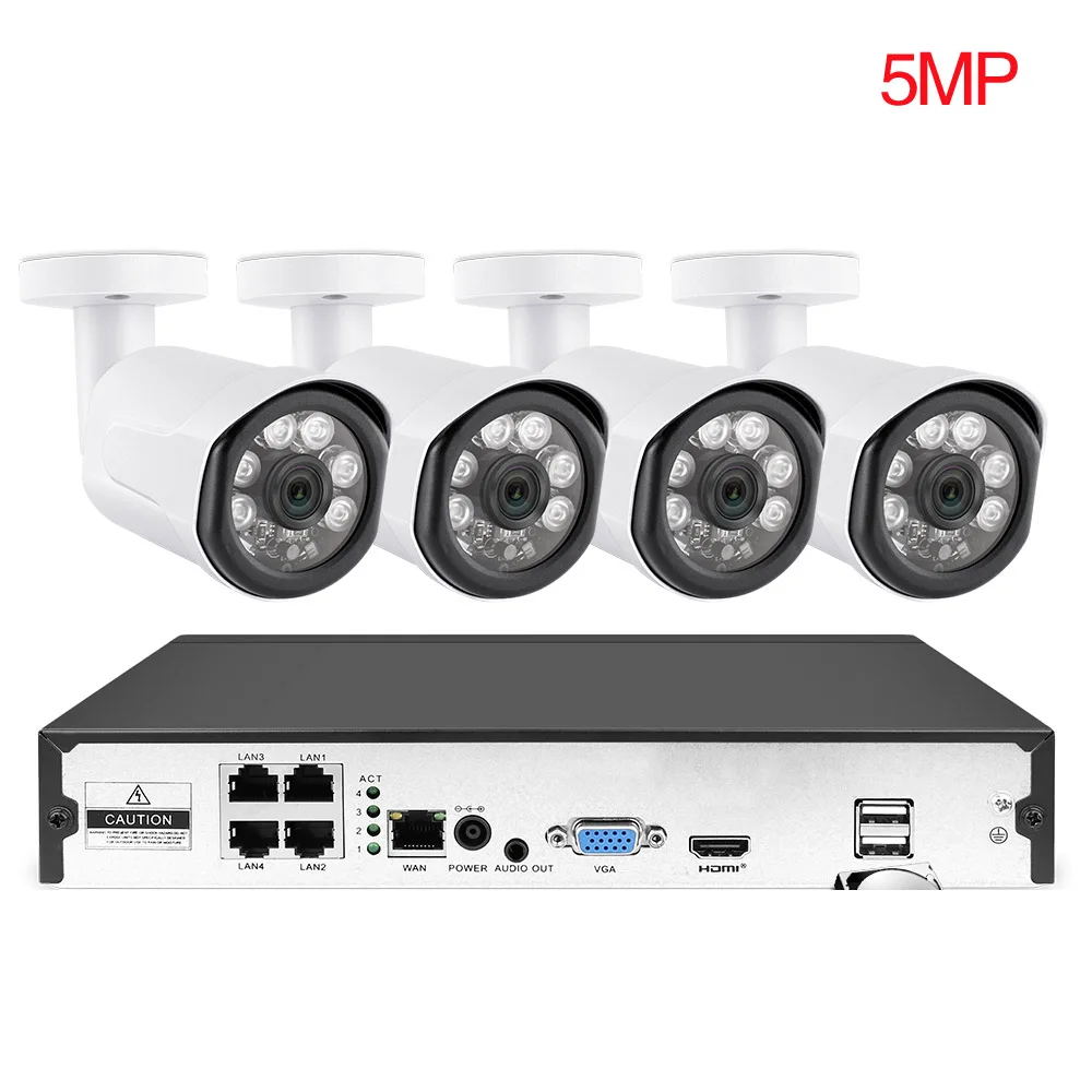 LOFAM H.265 4CH 2MP 4MP 5MP POE NVR комплект системы видеонаблюдения IP камера Инфракрасный наружный водонепроницаемый видео безопасности набор для наблюдения HDMI 1080P - Цвет: 5MP IP Cameras