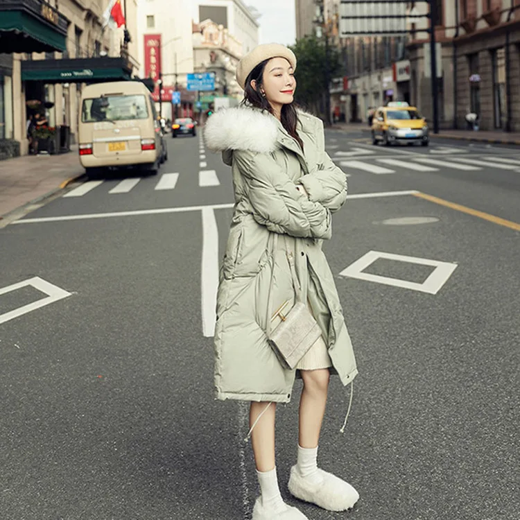 

Cotton-padded Jacket 2019 Winter New Style Korean-style WOMEN'S Wear Loose Thick Large Fur Collar Hooded Mid-length down Jacket