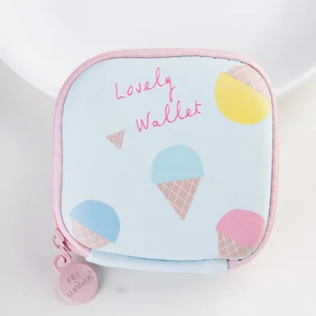 

Harajuku Kawaii women Cute mini cartoon ice cream style coin purse soft girl handbag wallet earphone holder Purse