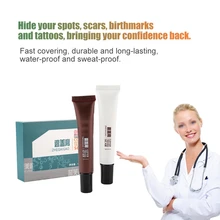 2pcs Natural Professional Safe Scar Tattoo Concealer Vitiligo Hiding Spots Birthmarks Long Lasting Body Makeup Cover Cream Set