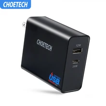 CHOETECH 51 Вт двухпортовое настенное зарядное устройство usb type-C с питанием от сети USB дорожное зарядное устройство складная вилка для iphone x для samsung S8