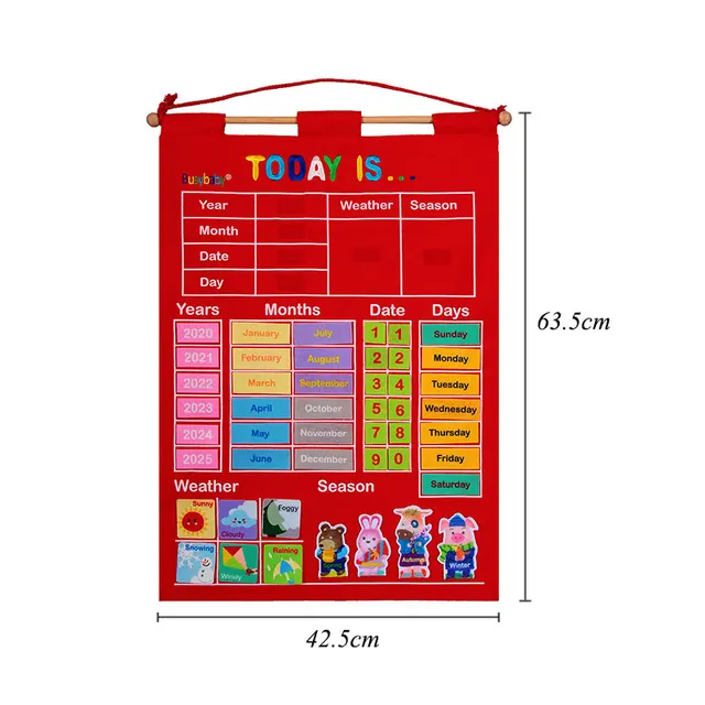 Baby Early Education Cognitive Things Wall Calendar Educational Toys Learning Year Month Day Weather Wall Calendar Learning Toys 6