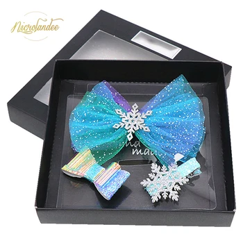 

NICROLANDEE 3PCS Hair Clips Glitter Metal Toddler Hair Clips Snowflake Tulle Barrettes for Girls Kids Women Accessories