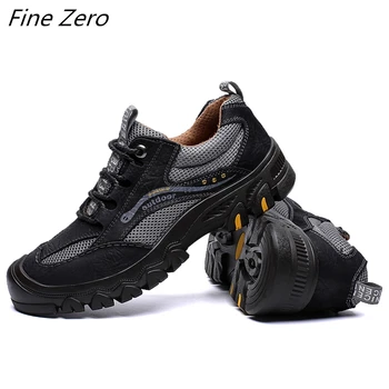 

New Brand Men Comfortable Non-slip Wear-resistant Hiking Shoes Breathable Men's Leather Hiking Boots Fishing Hunting Sneakers