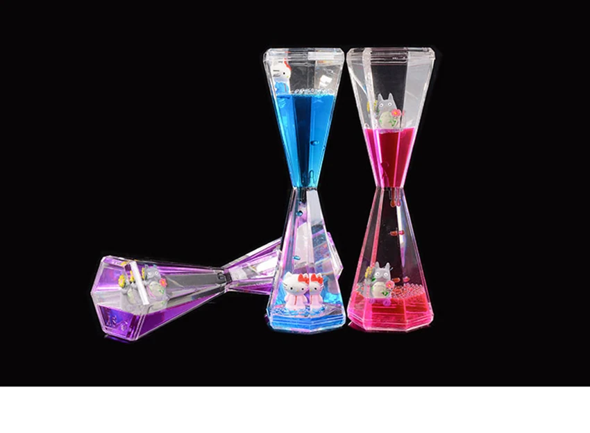 Шестиугольник жидкого движения Bubbler для детей и взрослых акриловые песочные часы жидкий Bubbler/таймер с мультяшным орнаментом для сенсорной игры