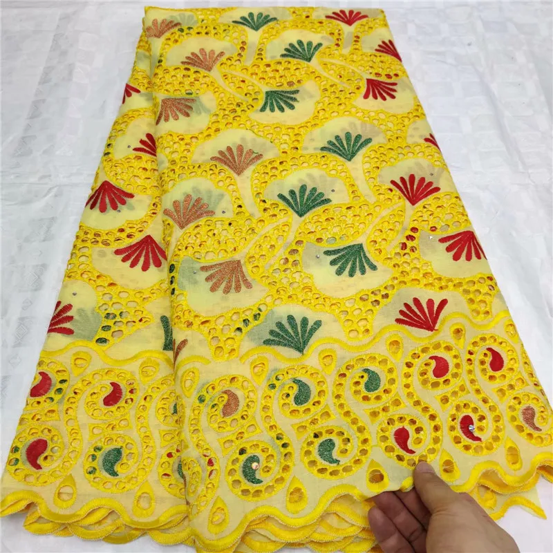 Swiss Voile Lace In Switzerland High Quality African Dry With Stones For Man And Women Cotton Fabric yellow | Дом и сад