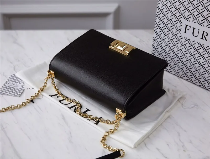 Оригинальные женские сумки FURLA, высококачественные женские кожаные сумки Furla черного цвета, размер L 24 см x 8 см x 16 см