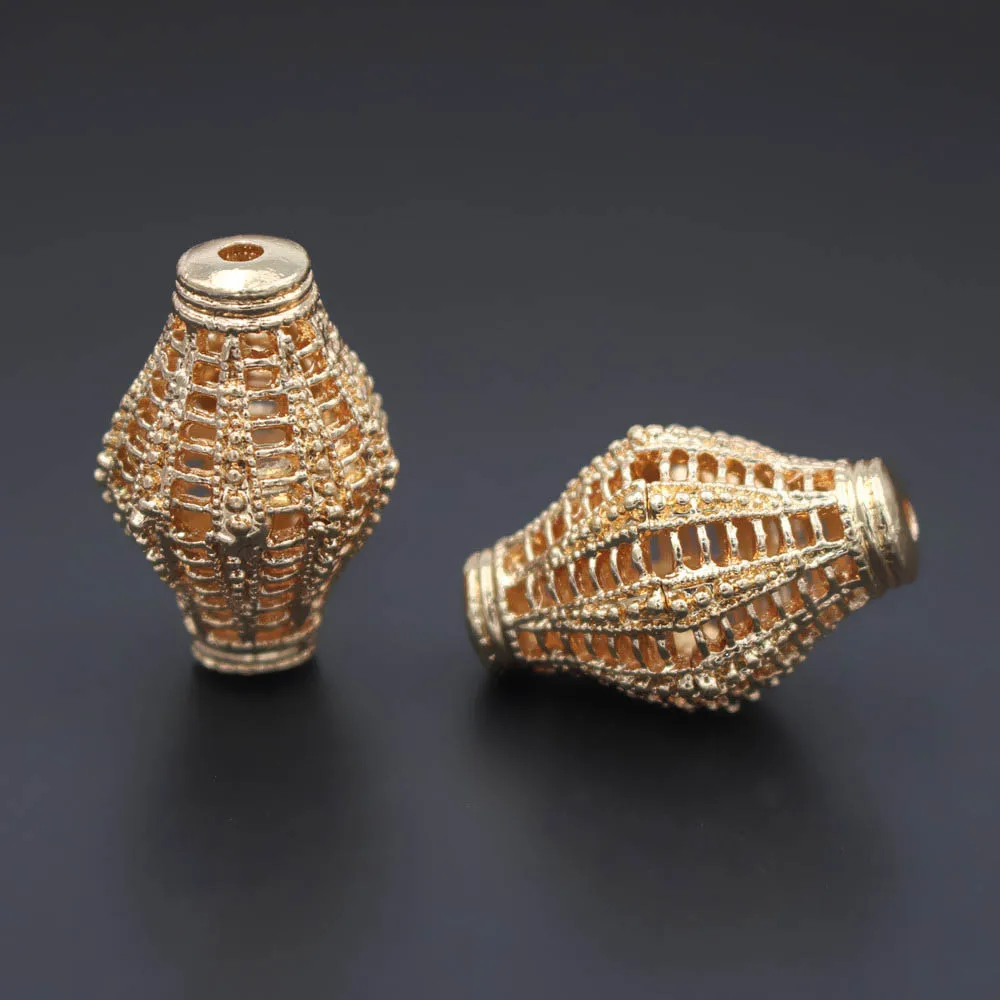 

10pcs Hollow Metal Spacer Beads Dubai Gold Beads DIY Findings Accessories for African Men Women Wedding Jewelry Set Making