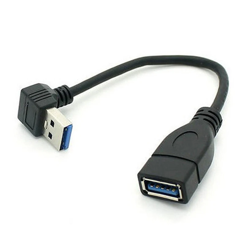 20 см USB 2,0 мужчина к гнезду 90 Угловой Удлинительный адаптер кабель USB2.0 мужчин и женщин вправо/влево/вниз/вверх черный кабель Шнур