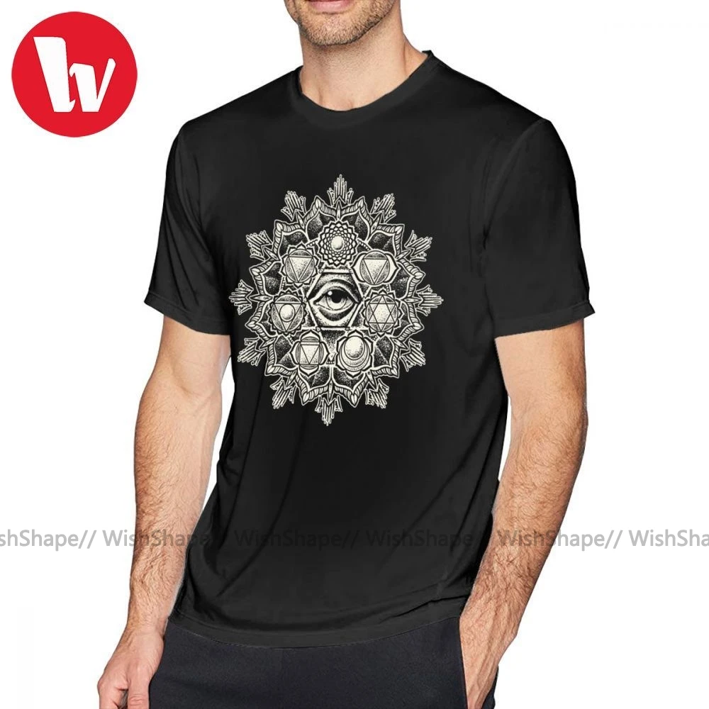Esoteric футболка Anahata Seven Chakra Flower Mandala Потрясающие мужские футболки с рисунком из