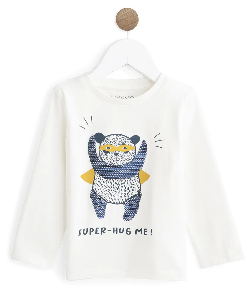 Футболка белая «Super-hug me!» In Extenso