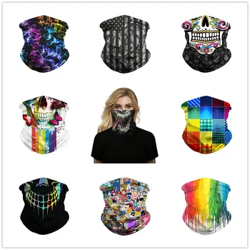 

1pieces Fashion Bicycle Ski Skull Half Face Mask Starry Spider Animal Print Mask Ghost Scarf Multi Use Neck Warmer COD Ski Mask