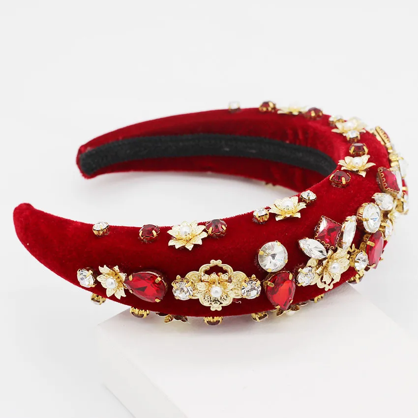 Женские Стразы в стиле барокко, красная повязка на голову AM1171