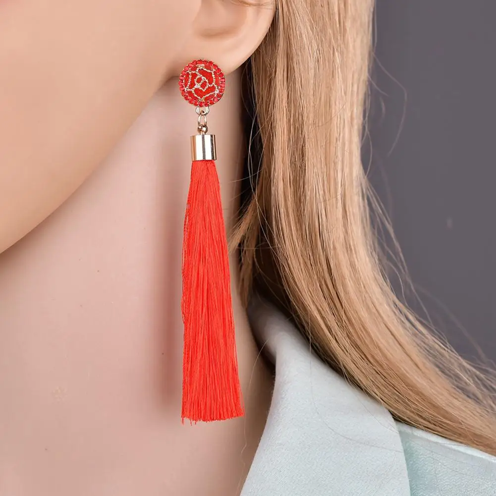 

Bohemian Ethnic Flower Long Tassel Dangle Statement Earrings Women Jewelry Gift New Chic