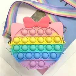 Sac à bulles en forme de chat, sacoche en Silicone pour jouets de décompression, sacs à bandoulière en forme de chat 