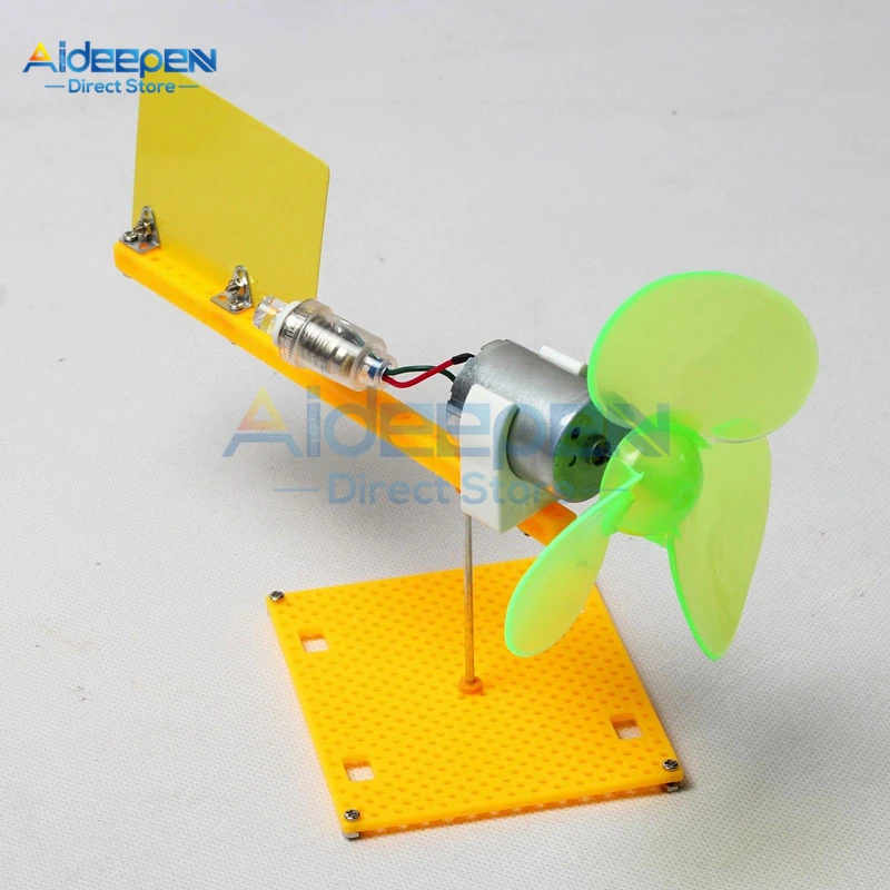 Micro Wind Turbines Generator Mini DC Motor LED Display Toy Project DIY Kits 
