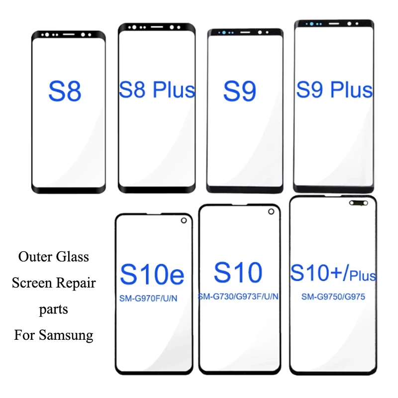 

2pcs/lot Front Outer Screen Glass Lens Replacement For Samsung Galaxy S10 Plus S10E S9 S8 Plus Note 8 9 Screen LCD Glass