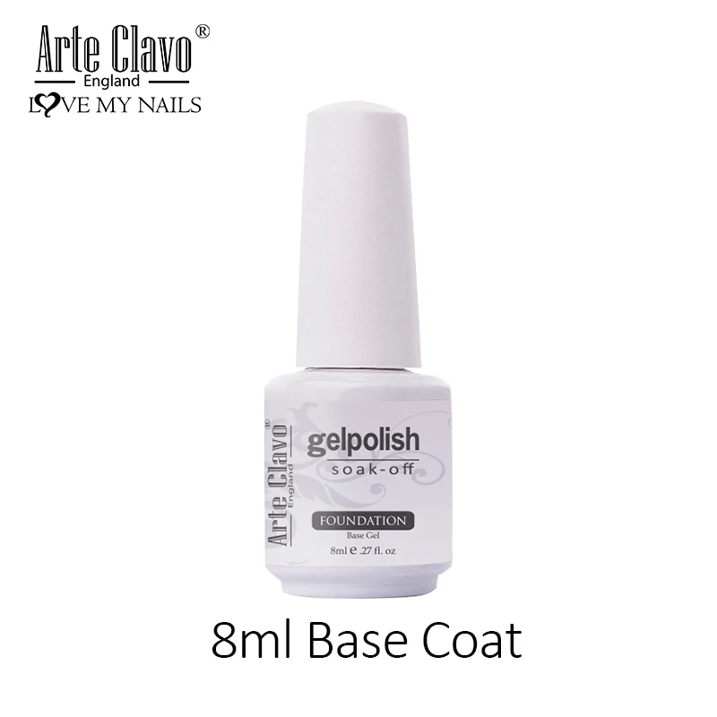 Base Coat 8ml Arte Clavo гель краски чистые цвета маникюр Дизайн Лак удаляющийся замачиванием УФ светодиодный 5 мл Гель-лак для ногтей длительный УФ светодиодный дизайн ногтей - Цвет: Base Coat 8ml