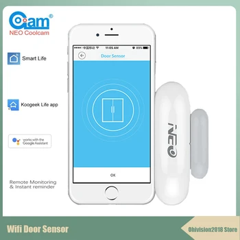 Coolcam NAS-DS01W WiFi Smart Door Window Sensor Magnetic Contact Detector App Notification Alerts for Smart Home Automation smartyiba app remote control wifi wireless magnetic door window sensor detector door contact detect door close open app alerts