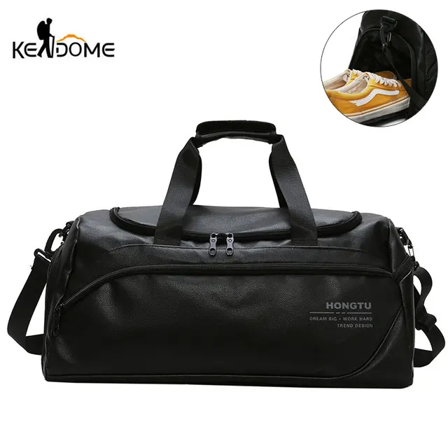 US $17.08 Shoulder Soft Leather Gym Bags Travel Bag for Men Men Sports Fitness Gymtas Duffel Training Luggage