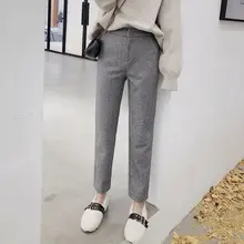 ^#Cheap Autumn Winter Woolen Pants Women's Ninth Wool Blend Pants Relaxation Herringbone Woolen Pants Loose Trousers Tobacco Tube Pants ^#Cheap Autumn Winter Woolen Pants Women's Ninth Wool Blend Pants Relaxation Herringbone Woolen Pants Loose Trousers Tobacco Tube Pants