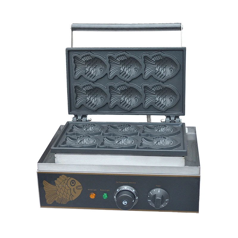 110/220V 6pcs Commercial Electric Fish Waffle Machine Non stick Taiyaki