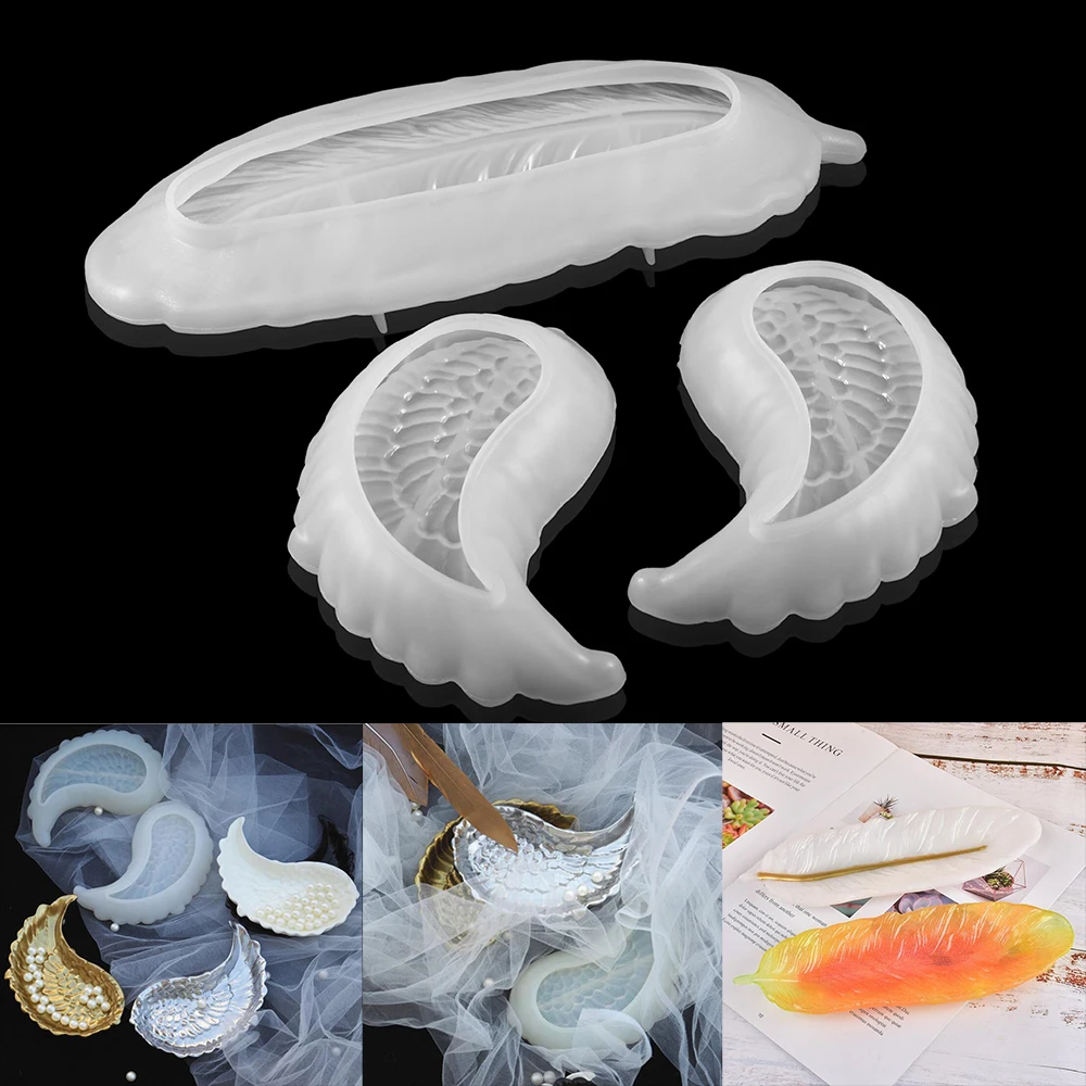Angel Wing Storage Tray Silicone Molds Feather Dish Plate UV Epoxy Resin Mold For DIY Art Carfts Jewelry Making Resin Mold