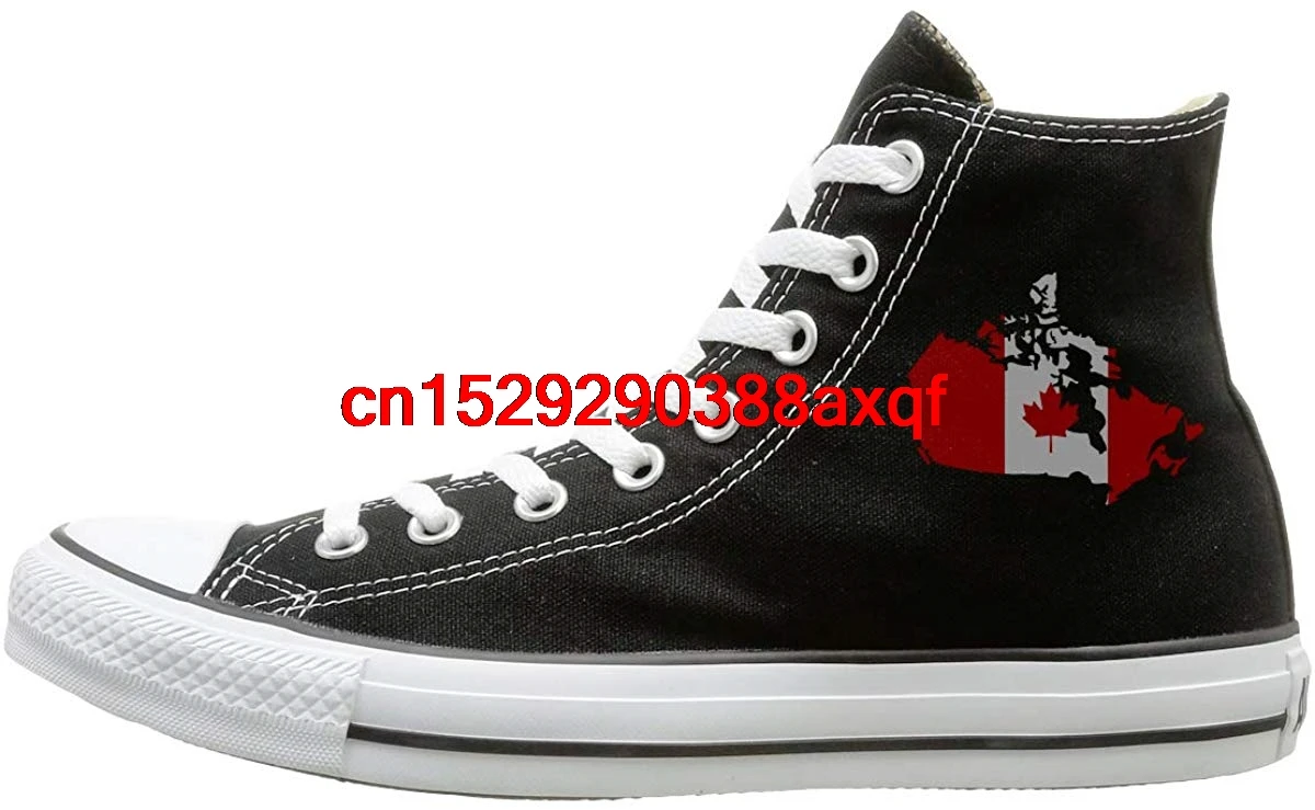 

Canvas Shoes Canadian Map With Canada Flag Classics High Top Lace Ups Sneaker For Unisex