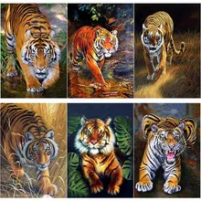 

New 5D DIY Diamond Painting Animals Cross Stitch Full Square Round Drill Tiger Diamond Embroidery Crafts Home Decor Manual Gift