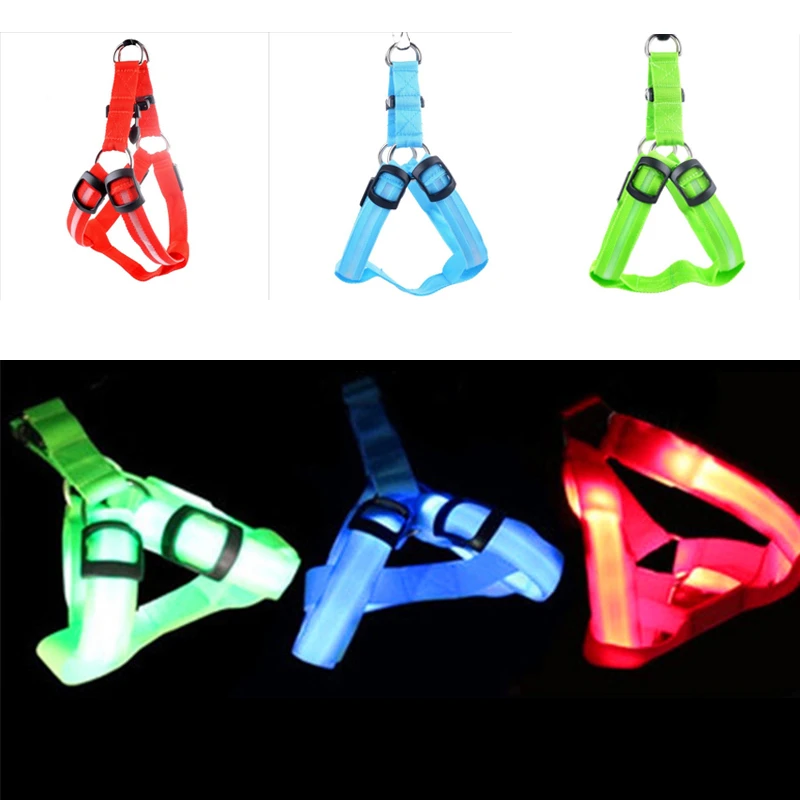 Nylon Pet Safety LED Harness Dog Product Flashing Light Harness LED Dog Harness Leash Rope Belt Dog Collar Vest