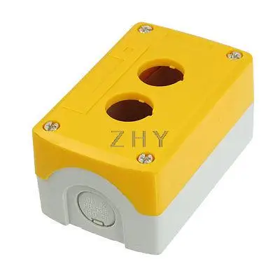

Yellow Gray Plastic 22mm Dia Hole 2 Push Button Switch Control Station Box