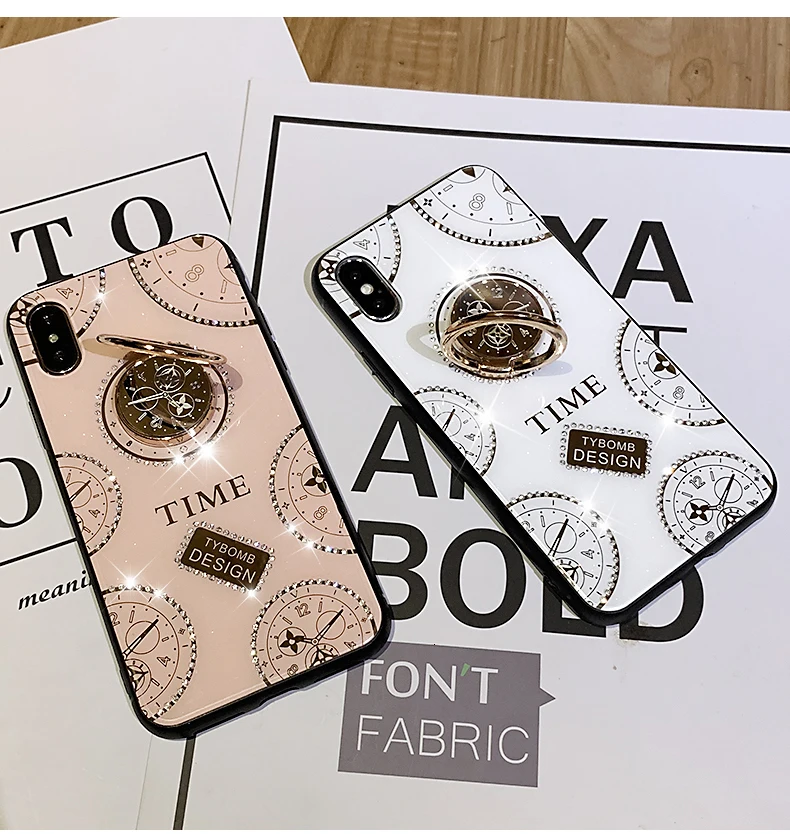 Для Apple iphone 11 чехол Роскошные Алмазные часы с кольцом Стенд защитный чехол на заднюю панель для iphone 11 Pro Max iphone 11 11Pro