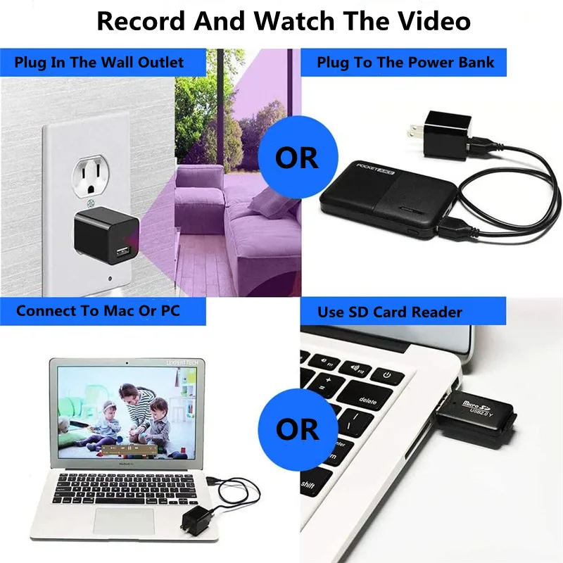 USB Charger Adaptor Mini Camera Wireless IP Camera HD 1080P Surveillance Wifi Real-time Live Streaming App Remote Monitoring wireless hidden camera with audio