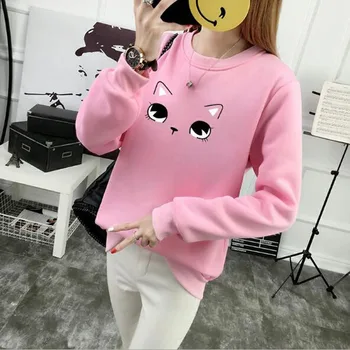 

Cute Cartoon Eyes Print Women Hoodie Spring Autumn Winter Long Sleeve Round Neck Women's Sweatshirt Thick Fleece Women Tracksuit