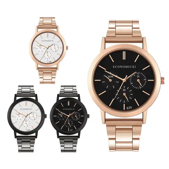 

Business Ladies Quartz Watch Mens Waterproof Rose Gold Stainless Steel Strap Simple Scale Dial Watches Women Gift Couple Clocks
