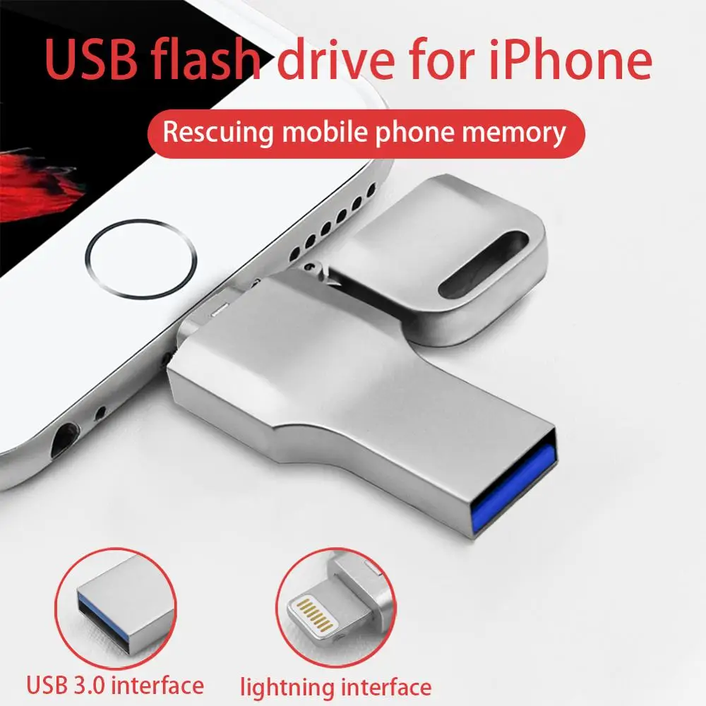 флешка USB 3 0 64 Гб молния металлический флэшка U флешки iPhone 11x8 7 Plus 6 6s 5 se iPad iPod флеш