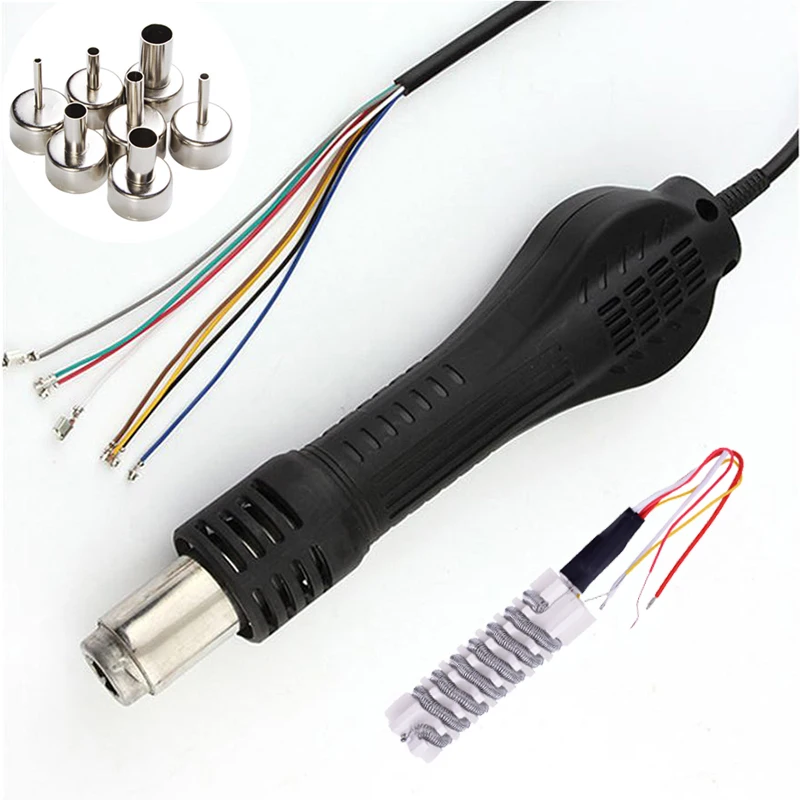 E 110v 220v 858a 858D 878A 878 852d+ 909d 9305d горячего воздуха пистолет SMD паяльная станция ручка с наконечником и обогреватель - Цвет: E