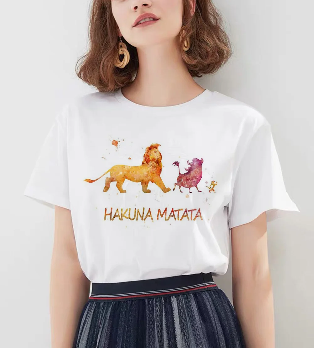 Хакуна матата рубашка Женская Harajuku Ullzang Мода Лев Король женская футболка Homme летняя футболка модный топ Женская футболка