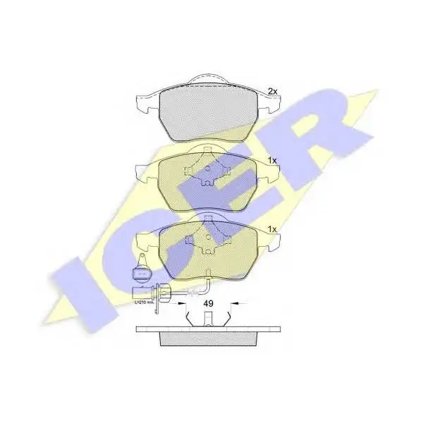 Колодки дисковые передние VW Sharan 1.8iT/2.0i/1.9TDi 00 ICER 18