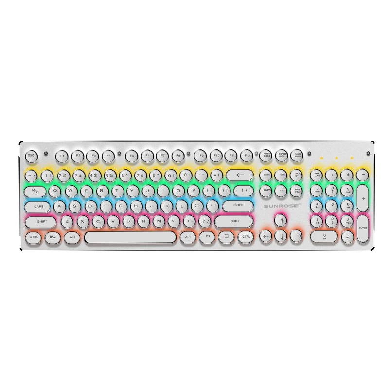 

Sunrose T620S 104 Keys English Wired Usb Colorful Backlit Mechanical Rgb Gaming Keyboards Waterproof For Tablet Desktop Lo