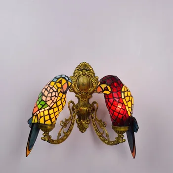 

European-Style Retro Corridor Double-Headed Wall Lamp American Creative Animal Parrot Colored
