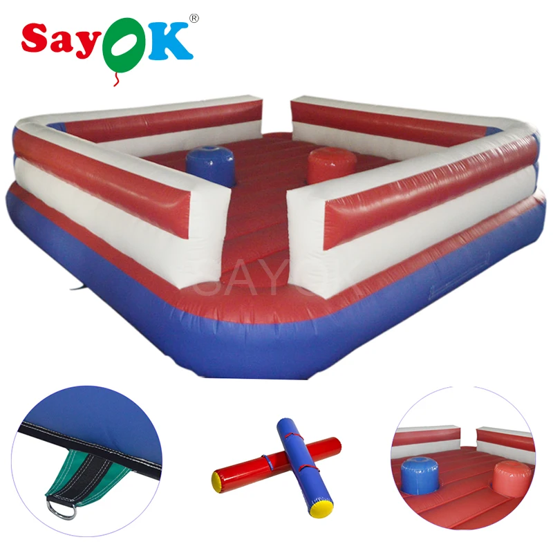 Надувной турнирный кольцо(5x5x1,8 м) Joust Гладиатор с боевыми полюсами, надувной Гладиатор Дуэль интерактивная игра